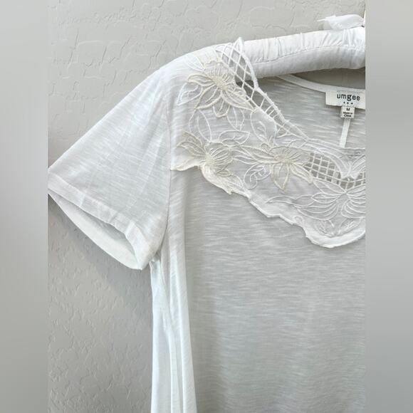 UMGEE | White Lace Trim Tunic Top Romantic Boho Style | Size Medium - Picture 3 of 7